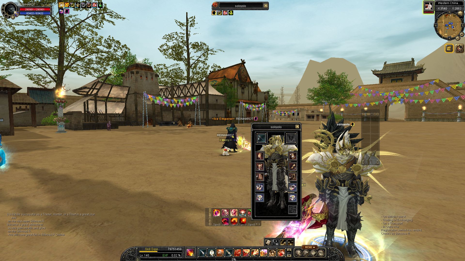 A closer look at soloyolo: character appearance and equipped gear together in the inspection window.